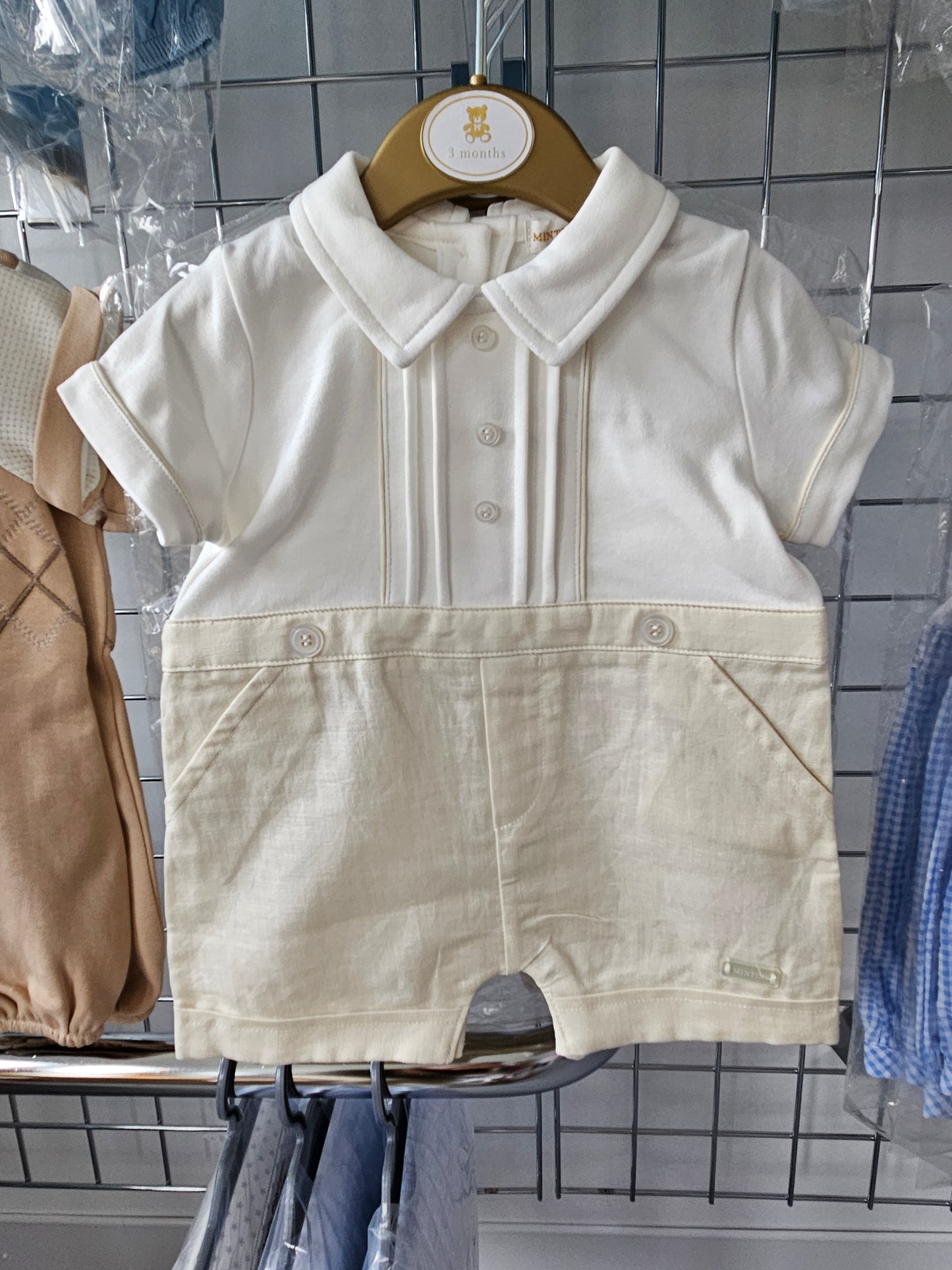 Mintini Boys Linen Detail Romper