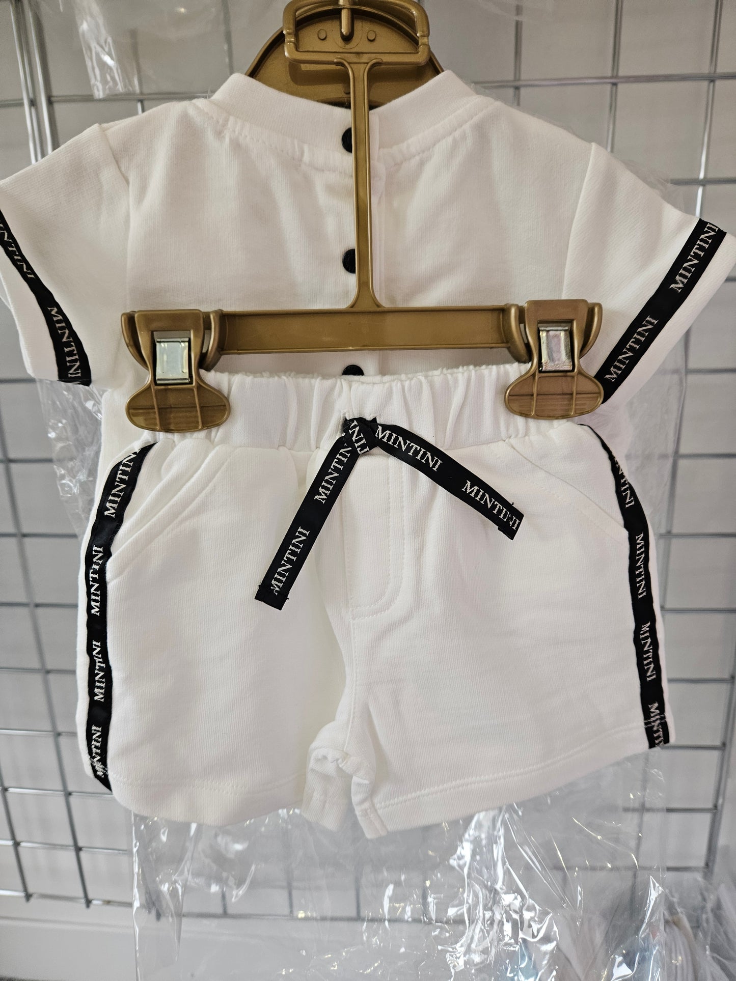 Mintini Black & White Tape Short Set