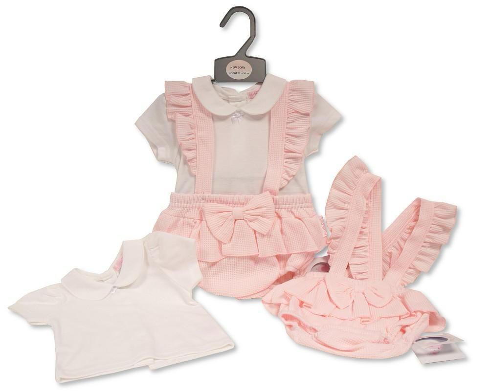 Pink Ruffle Bow Dungaree