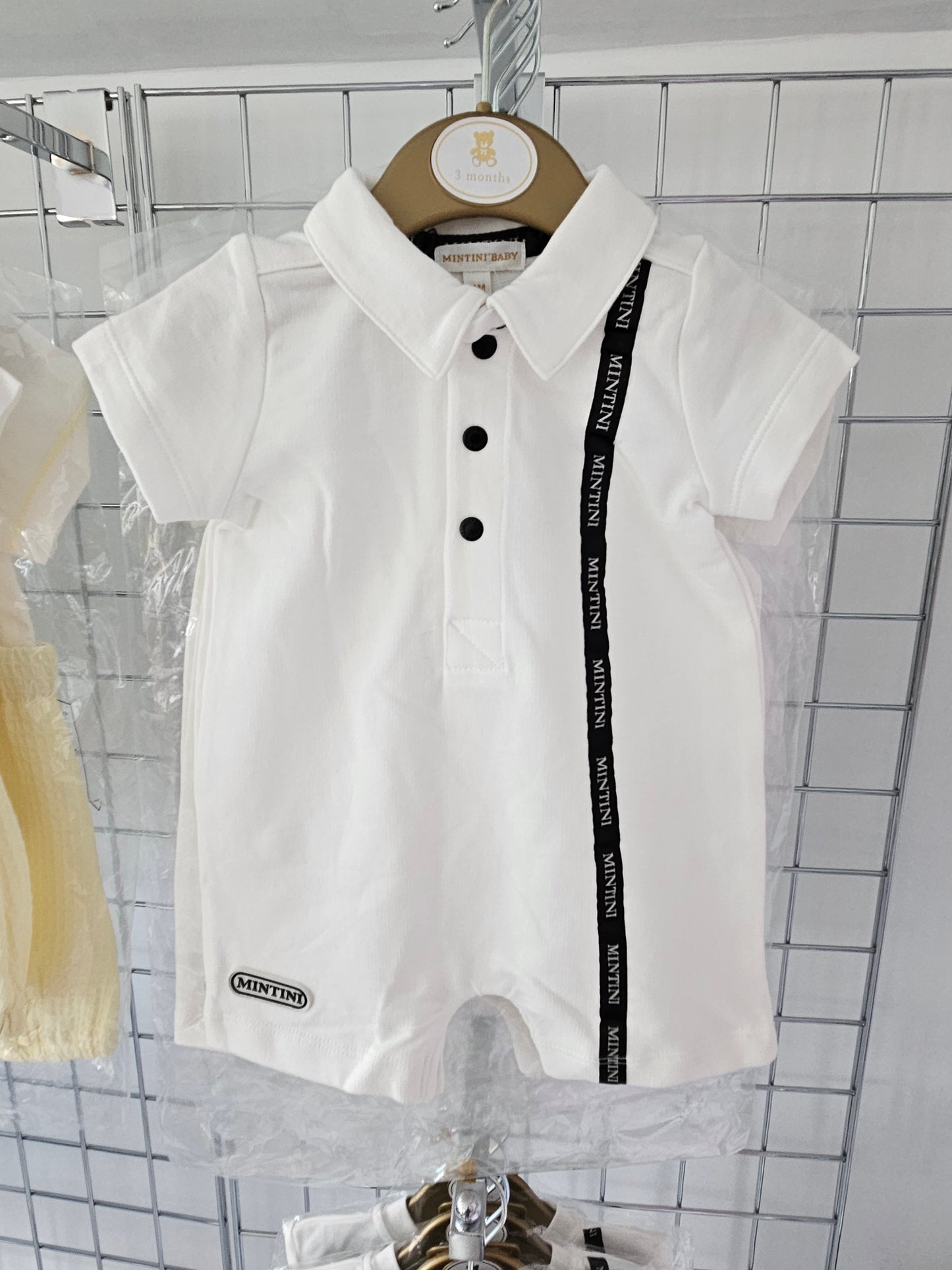 Mintini Boys Black & White Tape Romper